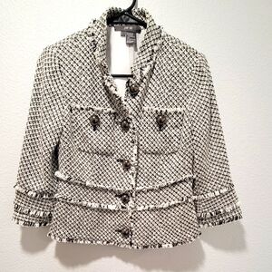 Per se jacket Blazer Tweed Style Casual Buttons Front Size 2 Classic Chic